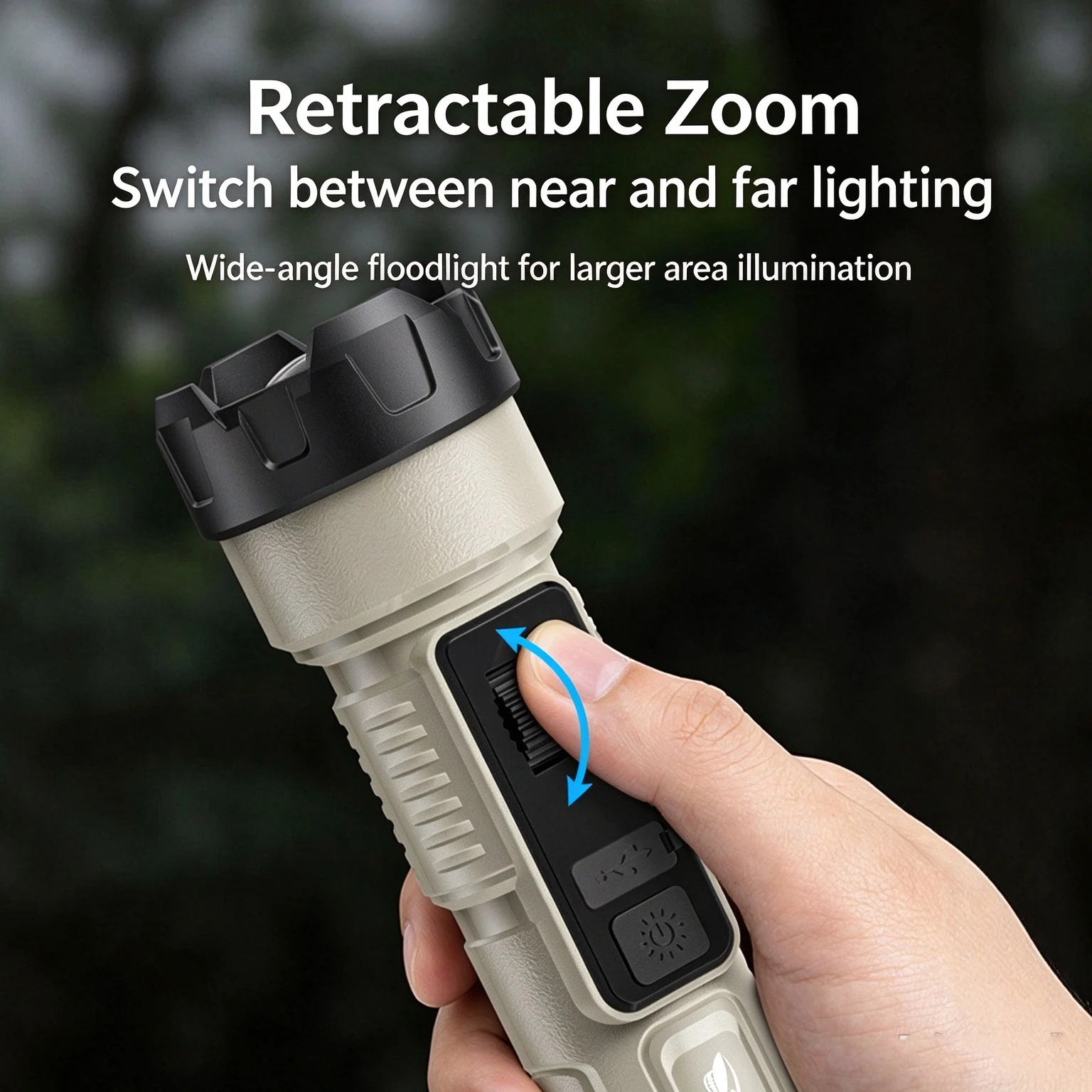 Zoomable Rechargeable Tactical Flashlight LED Flashlight with COB Side Light Digital Battery Indicator Emergency Flashlight
