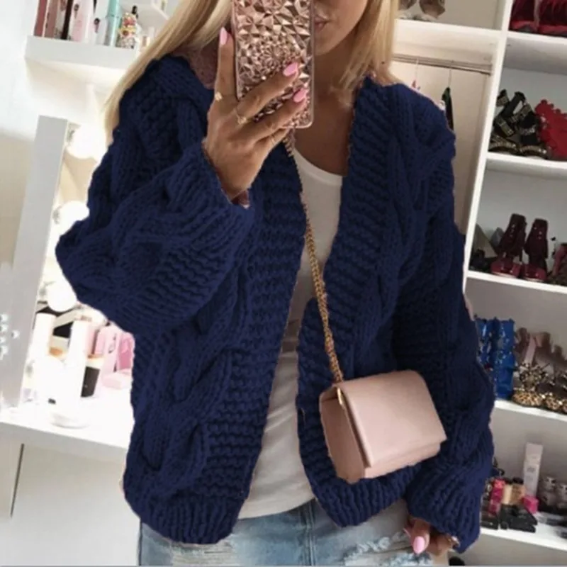 Autumn New Knitted Solid Women's Hooded Cardigan Winter Fashion Casual Loose Cardigan Sweater for Women Y2k Streetwear