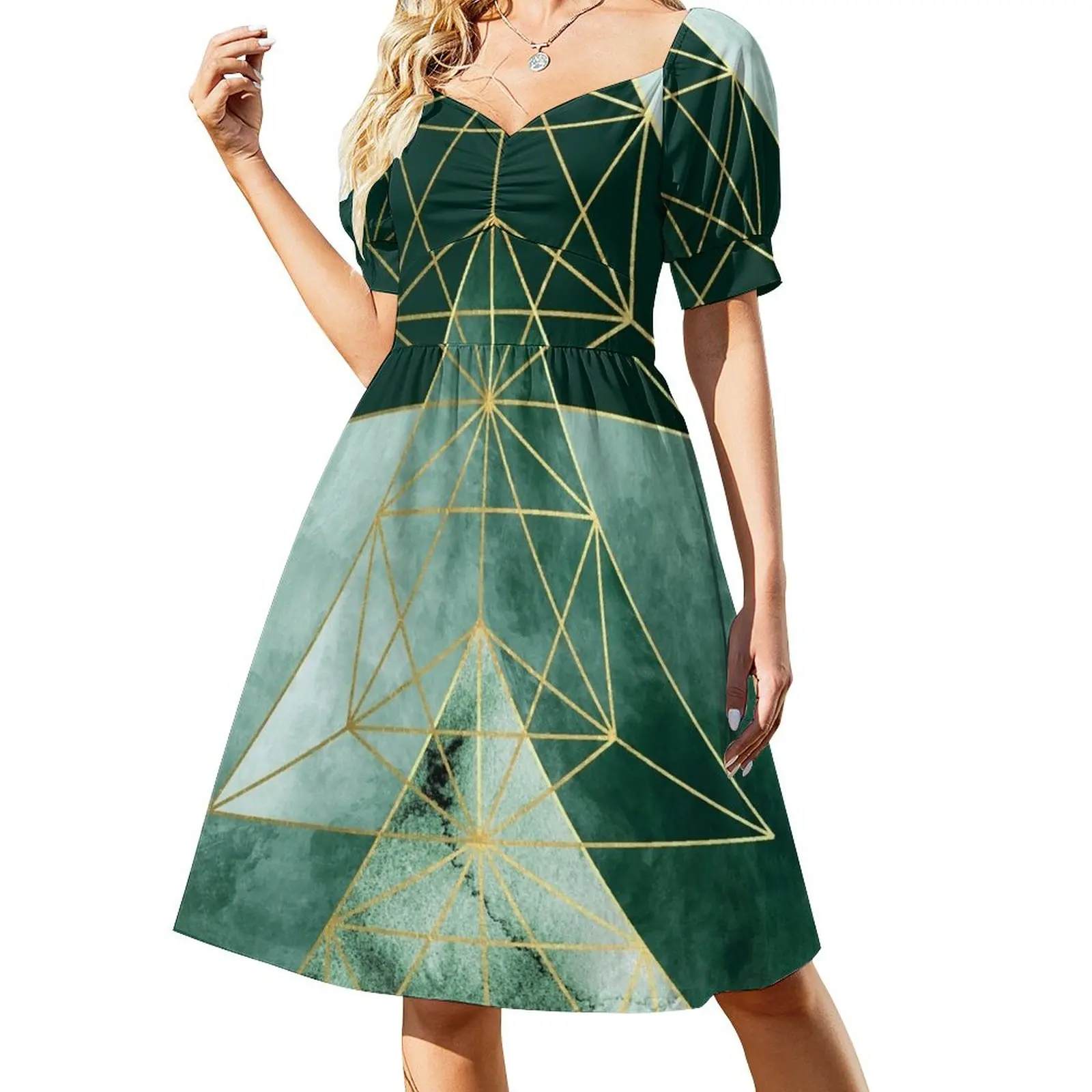 

Green Geometric Dress Clothing luxury women's party dress evening prom