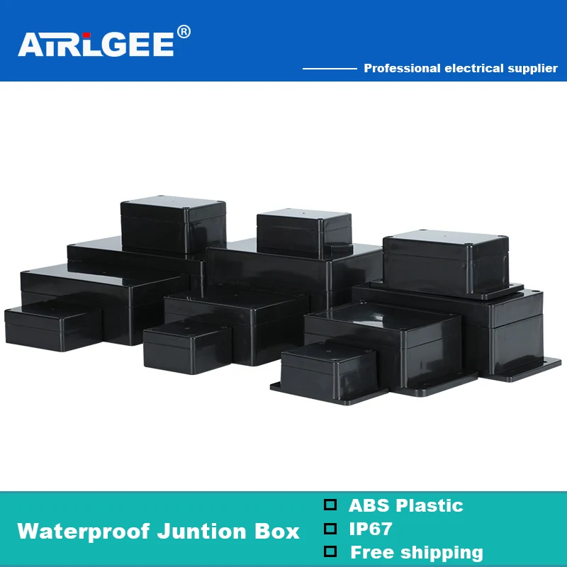 Black Waterproof Junction Box Outdoor Power Box Electrical Project Case Instrument Waterproof Junction Box Housing ABS Plastic