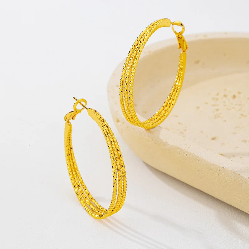 Versatile & Outstanding Multi-Layer Hoop Earrings For Women 24K Gold AU999 | Daily commute, elegant and eye-catching