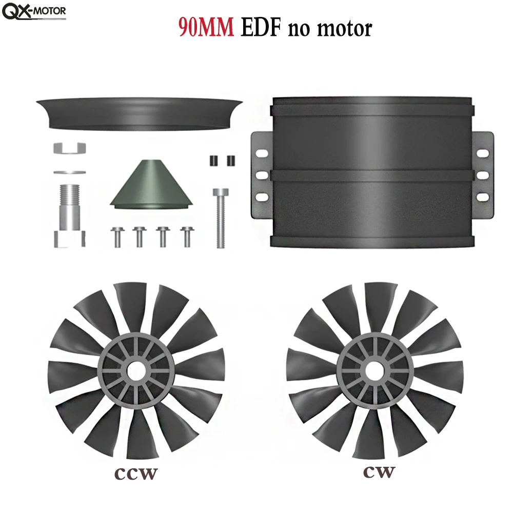 QX-MOTOR 90MM 80MM 70MM 64MM 50MM 30MM EDF bez silnika 6/12 łopatek wentylator kanałowy do samolotu odrzutowego Rc