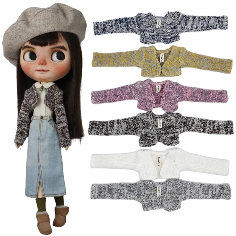 Blythe Clothes Knit Coat Denim Pants for Ob24 Ob22 Azone Doll Dress Collar Shirt