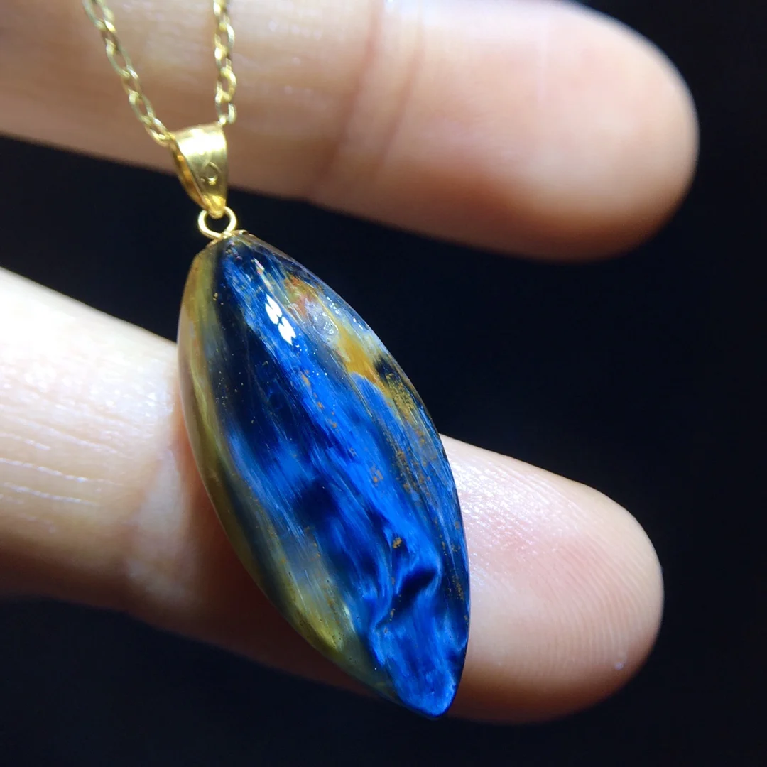 Natural Blue Yellow Pietersite Pendant 24.6/11mm Women Men Fire Pietersite Namibia Necklace Jewelry AAAAAA