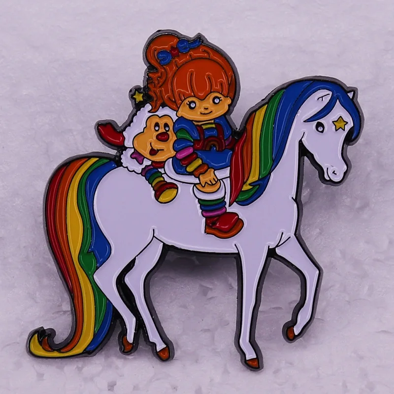 Rainbow Brooch Fairy and her friends Brooch badges cartoon accessories  Enamel Brooch Alloy Badge Cowboy Clothes Bag Pin jewelry