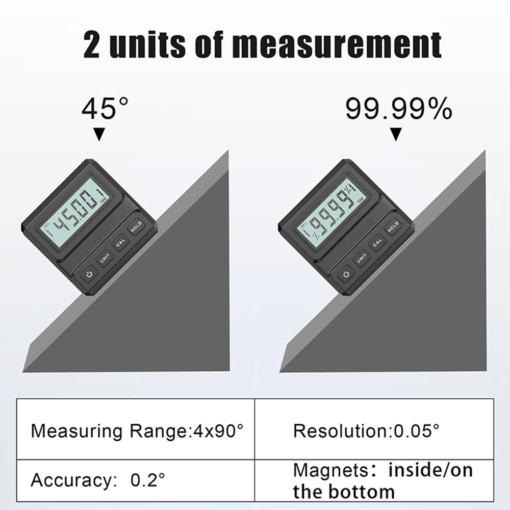 90 Degree Angle Gauge With Magnetic Suction Digital Inclinometer Level 4x90 Degree Angle Gauge Water Level Ruler HT-300C