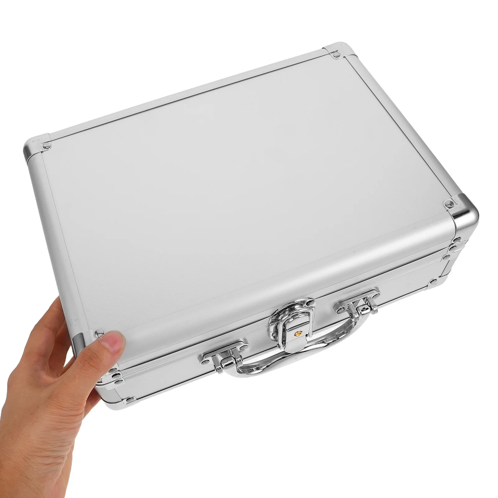 Multifunctional Storage Box Large Makeup Case Lockbox with Key Aluminum Alloy Toolbox Aluminium