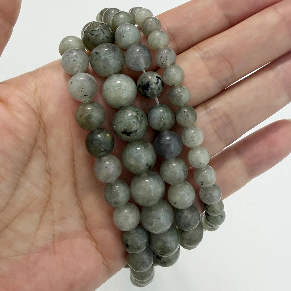 Natural Stone B Quality China Material Blue Shining Grey Labradorite Round Loose Beads 15