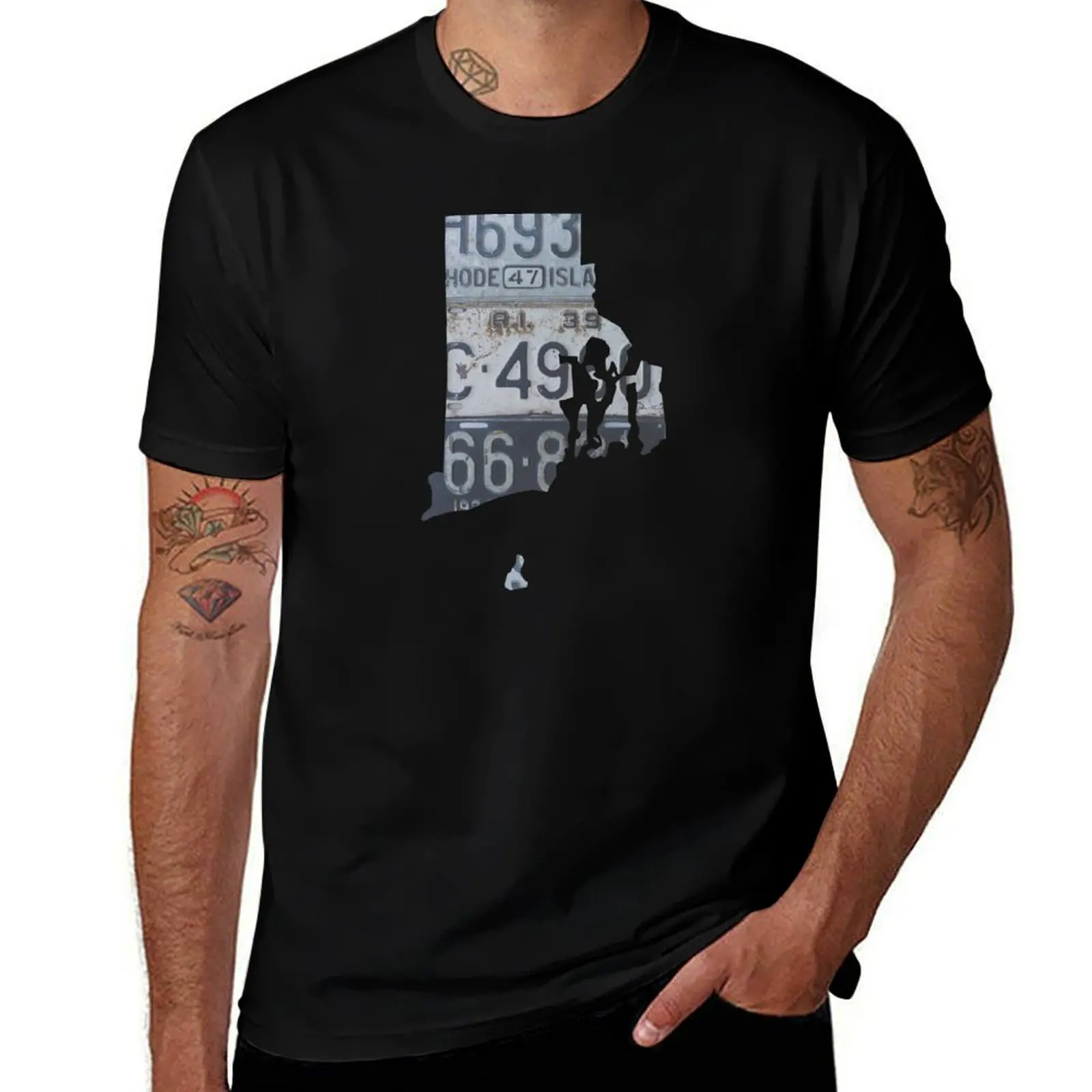 Vintage Rhode Island License Plates T-Shirt Moisture Control Sports Tee T-Shirt