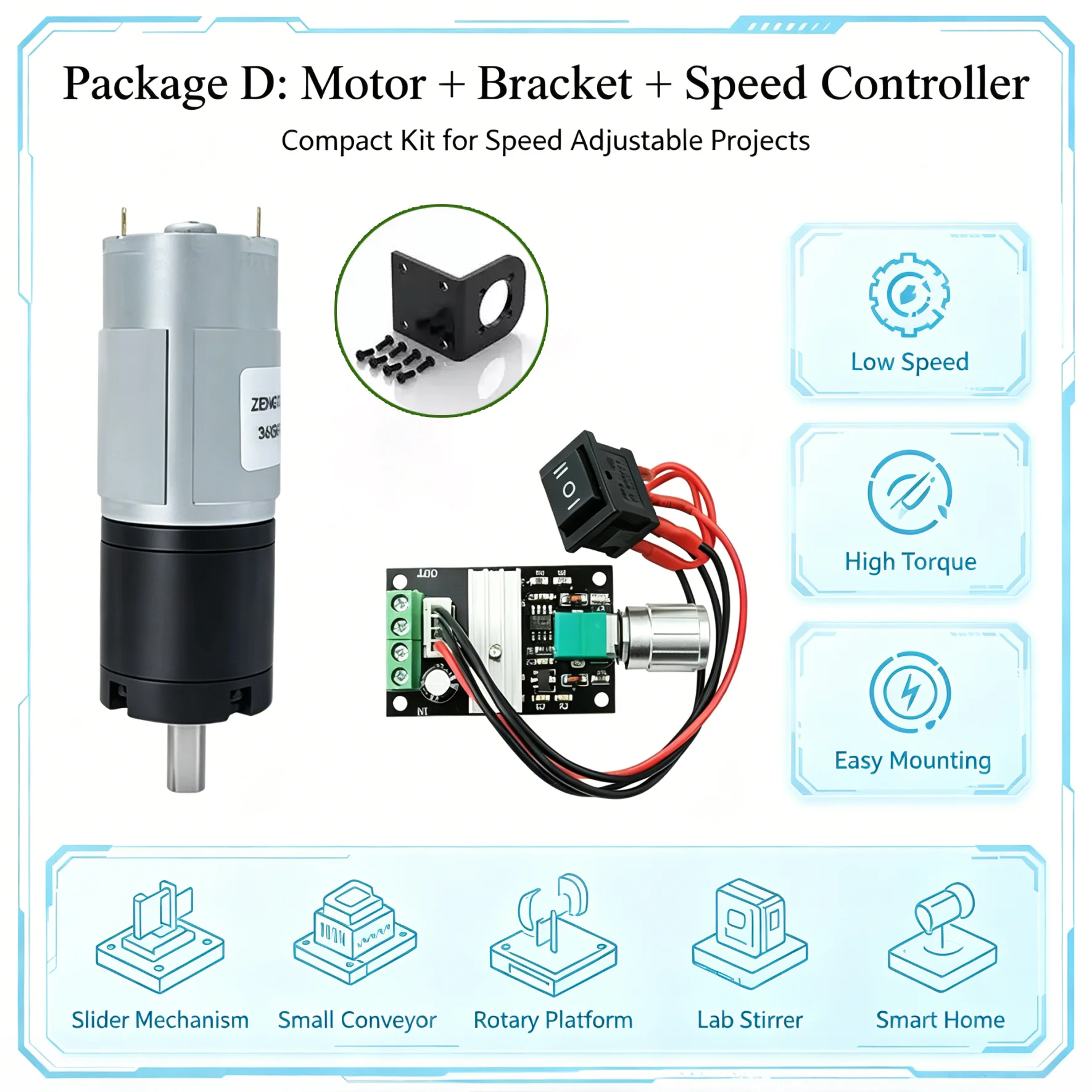 36GP-555 Planetary DC Gear Motor 12V/24V Low-Speed High-Torque Micro 555 Speed-Controlled 11-2160 RPM Gear Motor