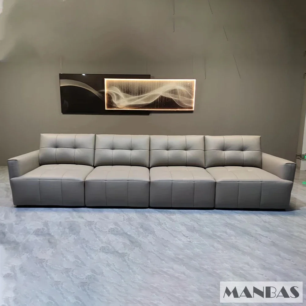 Electric Convertible Sofa Bed Italian Genuine Leather Sleeper Couch Multifunction Big Folding Sofas Beds for Cinema Room