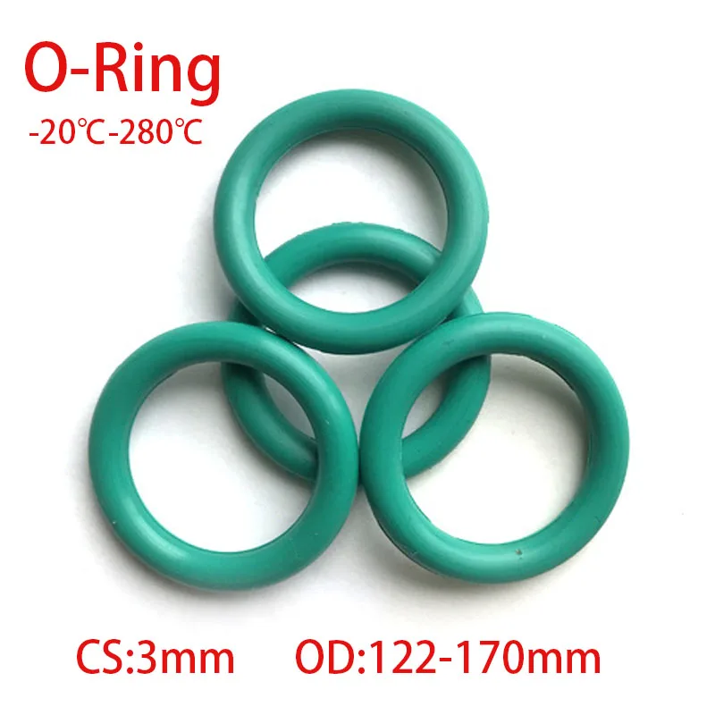 CS 3mm OD 122/125/128-170mm Green/Brown Fluorine Rubber O-Ring FKM O-Rings Sealing Gasket Oil Resistant Acid & Alkali Resistant