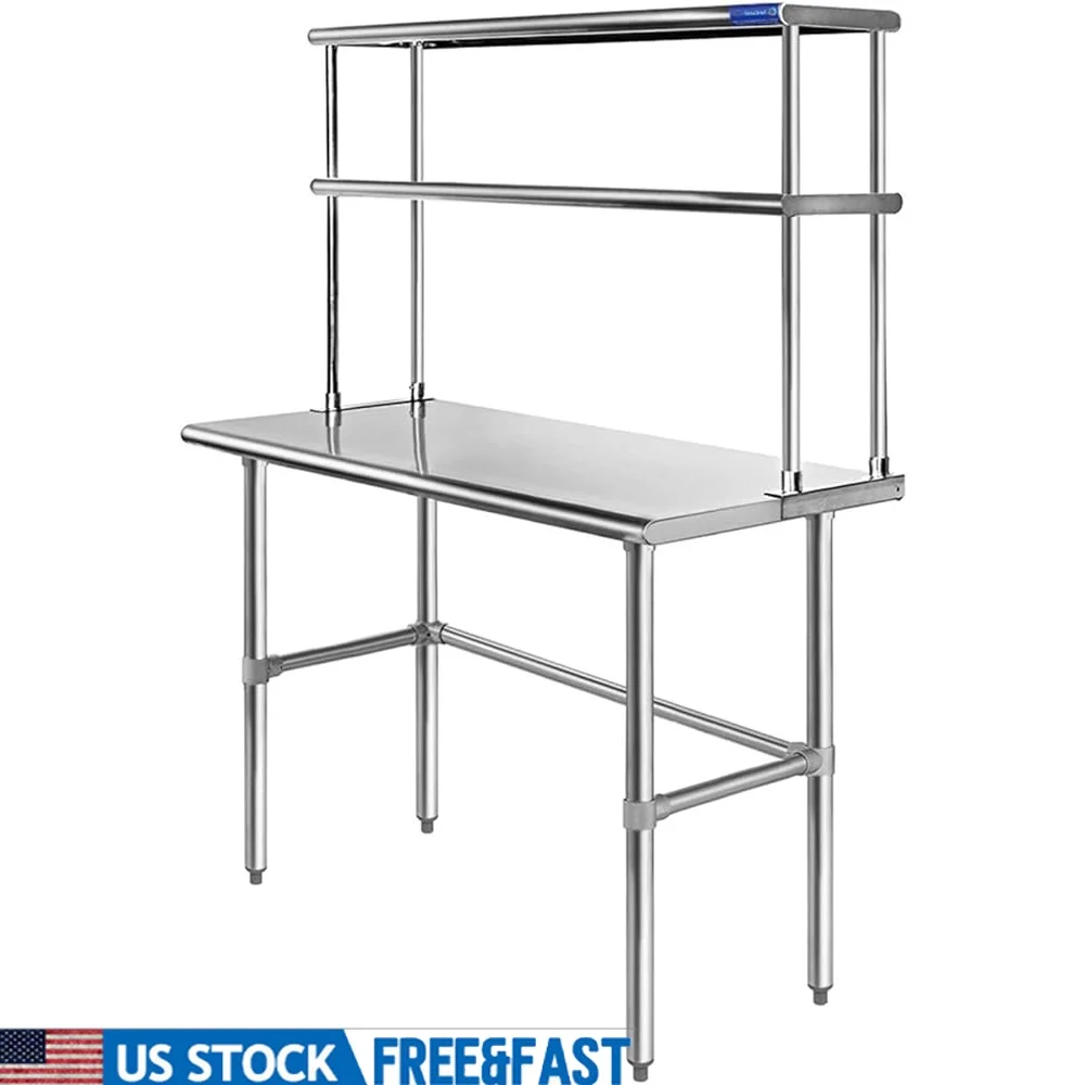 

24X36 Stainless Steel Work Table NSF Approved Commercial Prep Table Double Tier Shelf Kitchen Utility Bench Garage Organizer