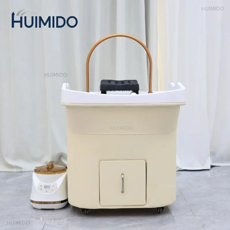 Heating Head SPA Water Circulation Shampoo Basin Barber Shop Hair Wash Salon Device with Fumigation Machine & Cover