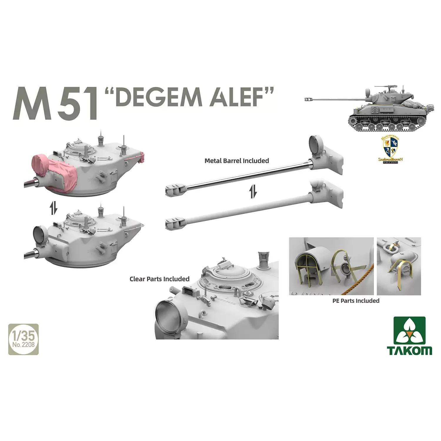 Post-War Israeli Military Armor Collection Display Model 1/35 TAKOM 2207W IDF M51 Degem Alef Sherman Tank