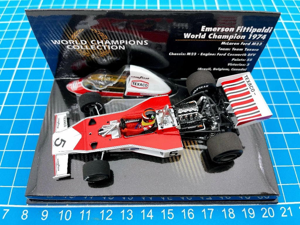 Minichamps 1:43 F1 M23 1974 Fittipaldi طبعة خاصة محاكاة طبعة محدودة الراتنج معدن ثابت نموذج سيارة لعبة هدية