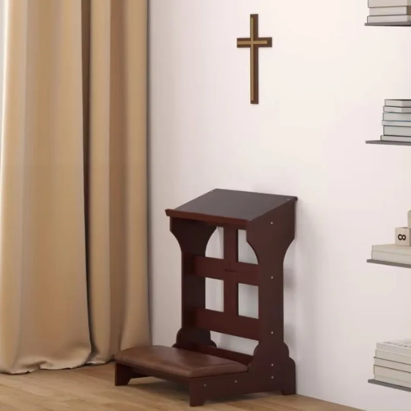 【Best-selling】Wooden Church Kneeler Chair Solid Wood Kneeler For Prayer With Bench