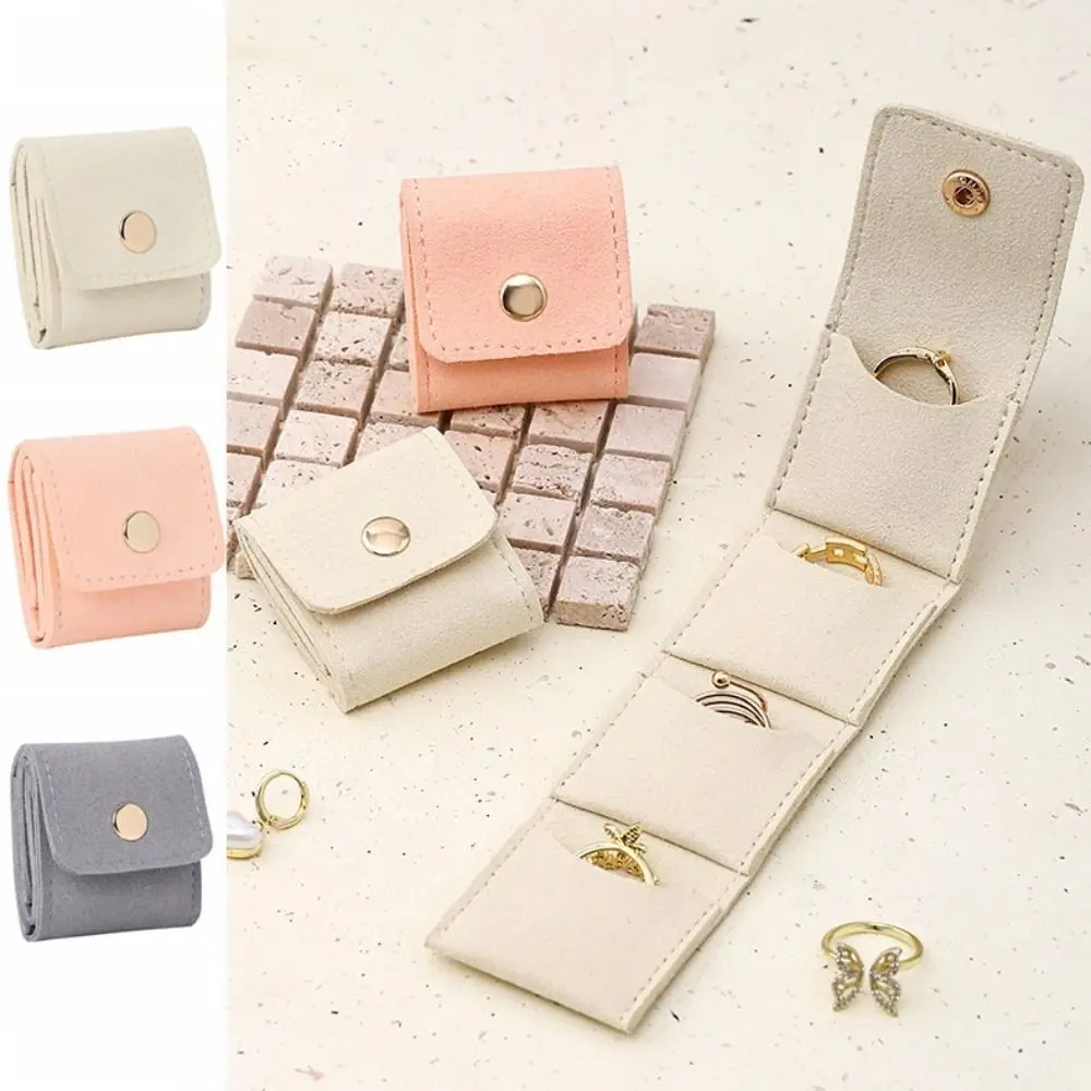 

Mini Velvet Jewelry Display Bag Flip Cover Simple Foldable Necklace Ring Packing Bag Earrings Organizer Storage Case