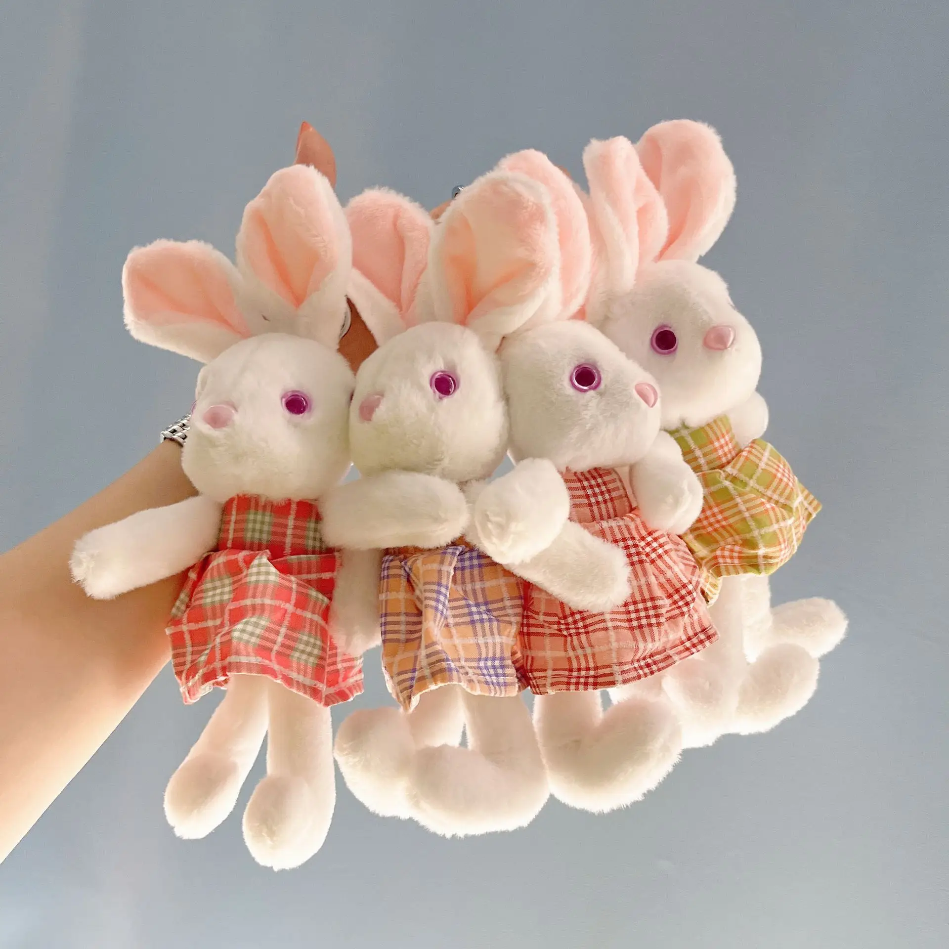 

new cute dress rabbit lifelike keychain funny soft darling pendant fashione soft doll couple birthday christmase wedding gift