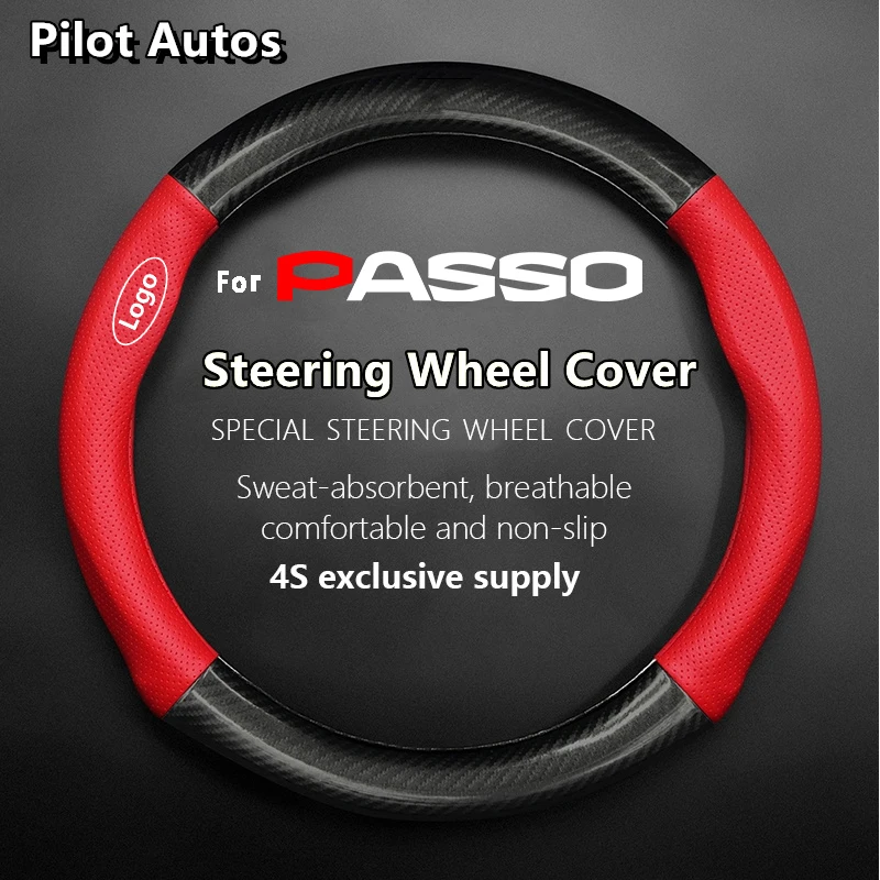 For Toyota For Passo Steering Wheel Cover Genuine Leather Carbon Fiber Summer Winter Women Man