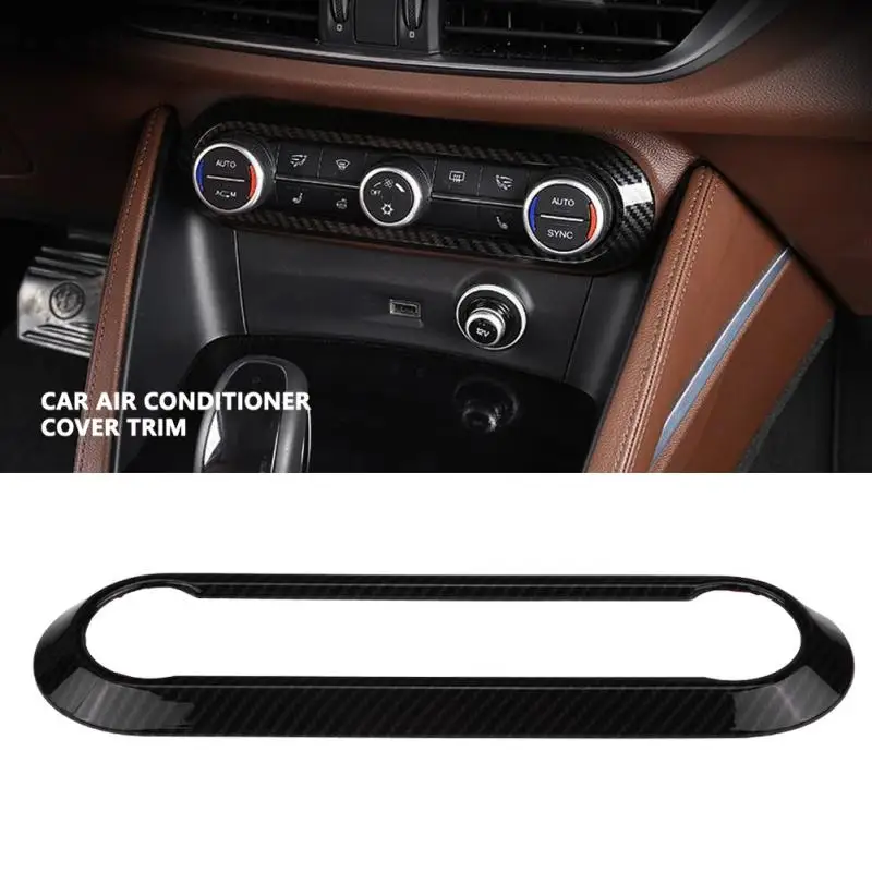 Carbon Fiber Car Interior Air Conditioner Knob Panel Frame Cover Trim for  Stelvio 2017 2018 Giulia 2016-2018