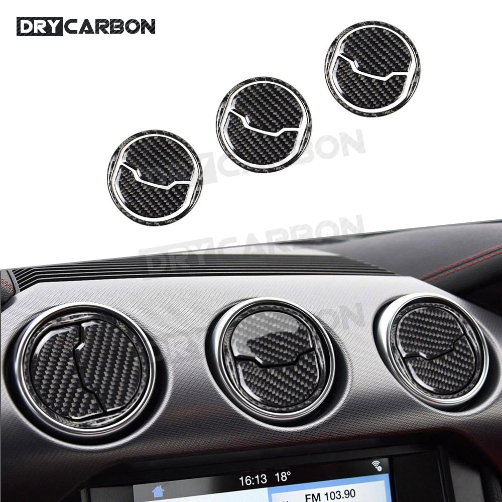 

Carbon Fiber Car Dashboard Central Air Outlet Trim Rings For Ford Mustang 2015 -2019 Air Vent Decoration Frame Cover Stickers