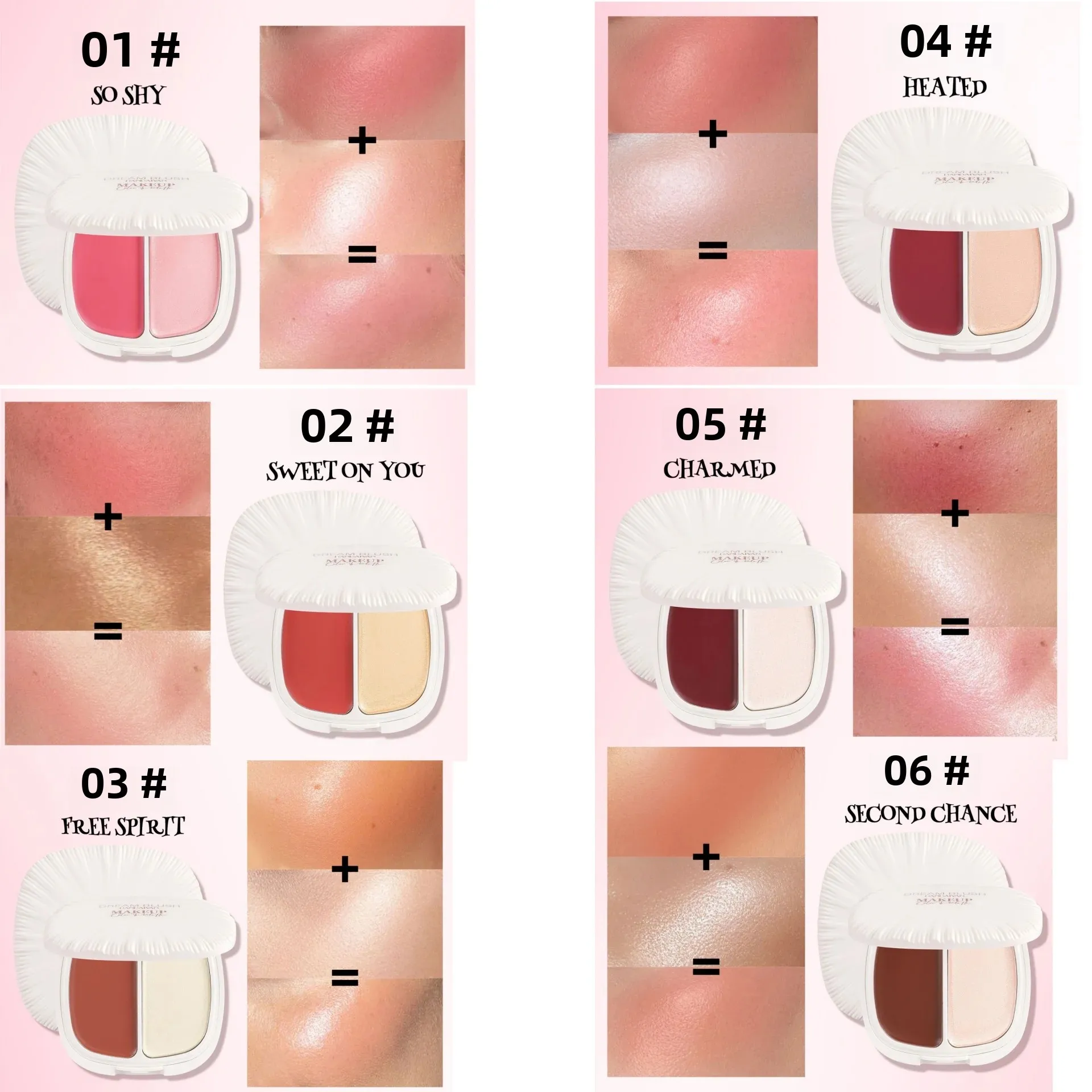 HANDAIYAN Mehrzweck-2-in-1-Highlights, Rouge, Perlenrouge, wasserfest, schweißfest, nicht leicht zu schwachen, erhellt den Hautton