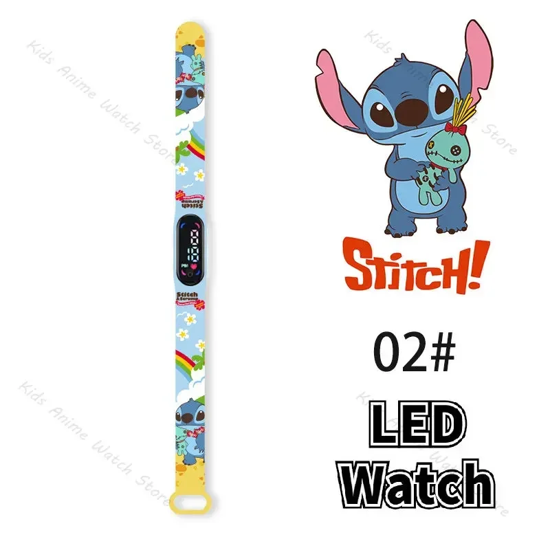 Disney Children\'s Watches Anime Figures Stitch LED Luminous Watch Touch Waterproof Electronic Sports Watch Kids Birthday Gift