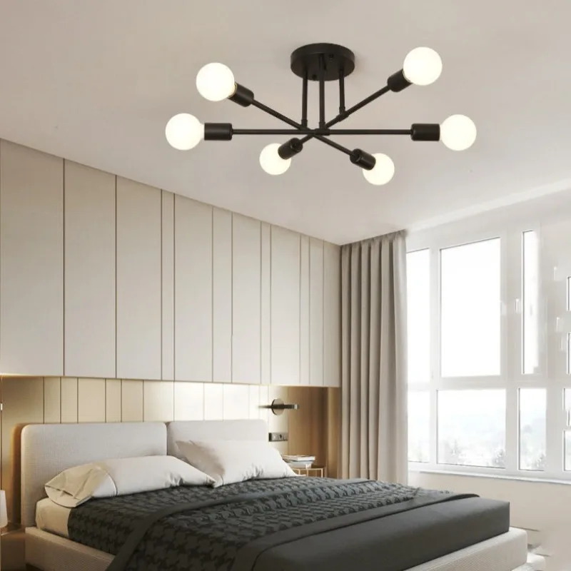 

6 Heads Iron Nordic Home Decor Chandelier Restaurant Dining Sitting Room Fixture Modern Hanging Lamp