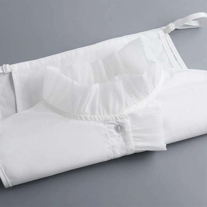 Damen Rüschen Fake Stehkragen Pullover Bottoming Shirt Falscher Kragen Herbst Abnehmbare Halbhemdblusenkrawatten