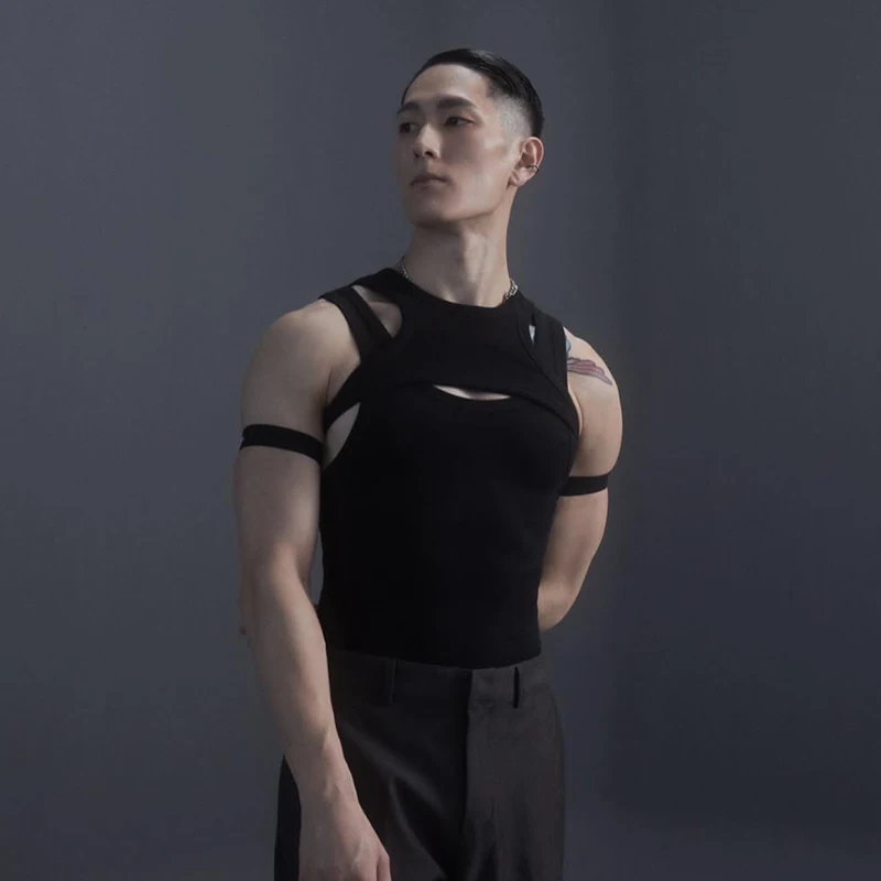 

Мужская молодежная хлопковая майка Fitn с широкими плечами, облегающая летняя дышащая спортивная одежда, круглый спортивный жилет Ne