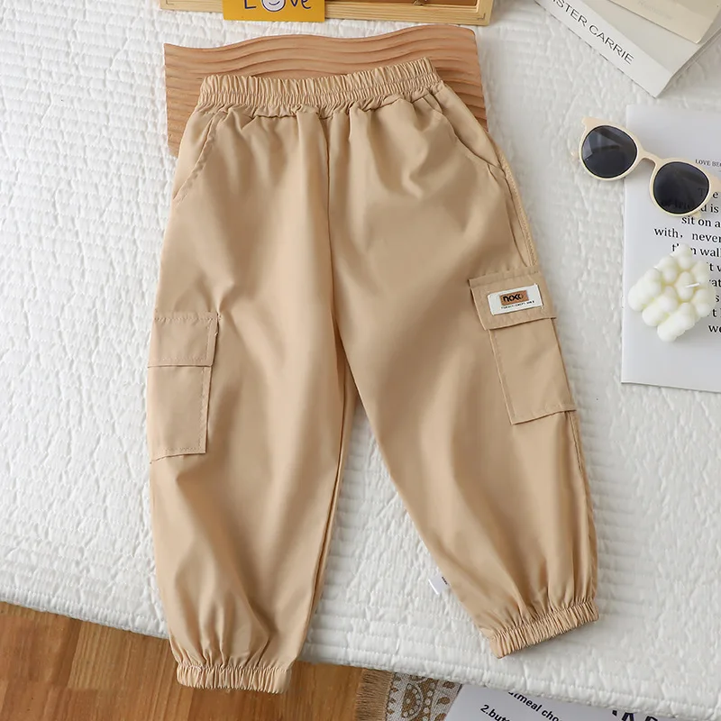 New Spring and Autumn Outer Wear Casual Pants Boys and Girls Overalls Medium and Children's Casual Loose Pants Wholesale