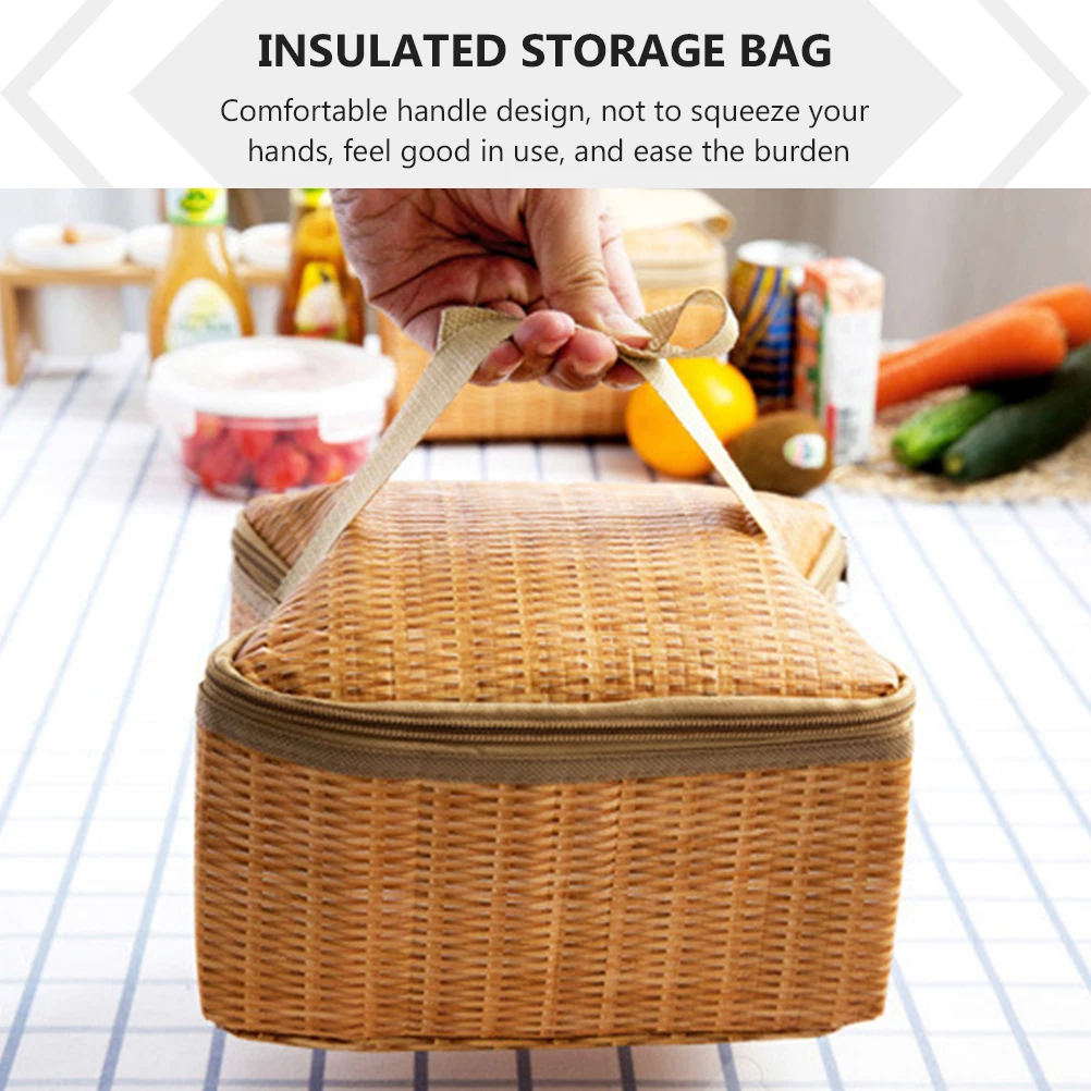 

2pcs Insulated Lunch Thermal Bento Bag Leak Proof Water Resistant Food Storage Bag For Picnic Outdoor Work Large Capacity