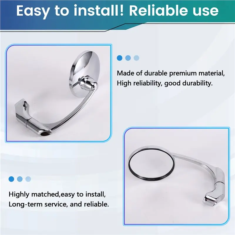 Adjustable 1 Pair 10Mm Motorcycle Chrome Round Bar End Rearview Side Mirror For Scooter Accessories For Cafe Racer 2-T61C