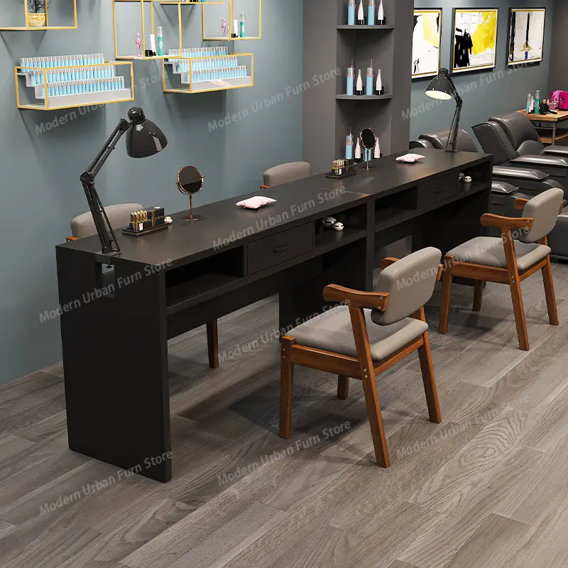 Wooden Salon Nail Desk Professionals Design European Organizer Manicure Table Mesa Workstation Tavolo Per Unghie Salon Furniture