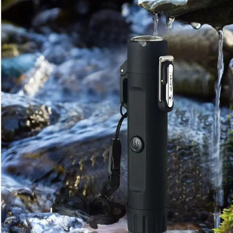 Arc Usb Lighter Camping Outdoor Survival Plasma Lighter with Flashlight Compass Survival Lighters Waterproof and Windproof
