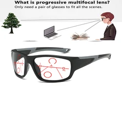 Sport Style Handcrafted Frame One-piece Nose Pads Fashion Progressive Multifocal Reading Glasses +0.75 To +4