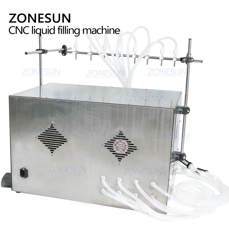 ZONESUN 8 Head Electric Digital Control Pump riempitrice di liquidi succo di profumo olio essenziale macchina per il riempimento di bottiglie d'acqua