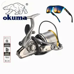 OKUMA Big Spinning Fishing Reel 8000-14000 9000 10000 12000 Max Drag 20KG Sea Reel Free Line Saltwater Freshwater Fish Pesca