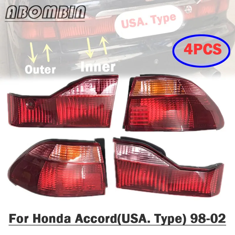 1Set Rear Back Bumper Brake Light Tail Lamp Cover Only Fit For Honda Accord 6th Generation USA. Type 1998 1999 2000 2001 2002