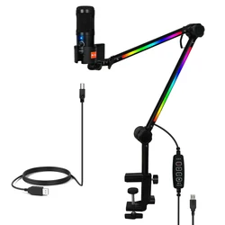 게임용 PC USB 마이크 팟캐스트 콘덴서 마이크, RGB 붐 암 팝 필터 음소거 단추, 스트리밍 트위치 온라인 채팅 유튜브