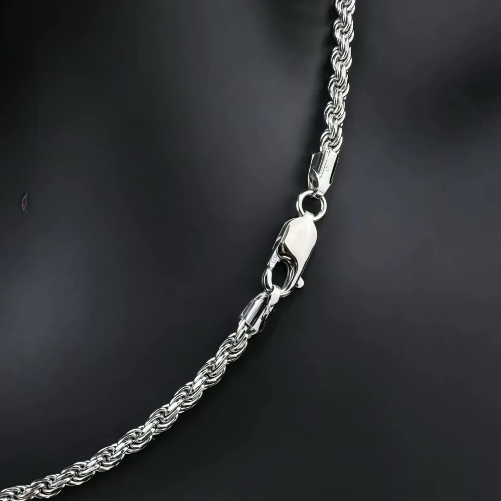 Hip-Hop Herren Edelstahl Twist-Kettenhalskette Handgefertigte Federverschluss-Halskette Einfacher Schmuck Modische Damen-Accessoires – Detail 2