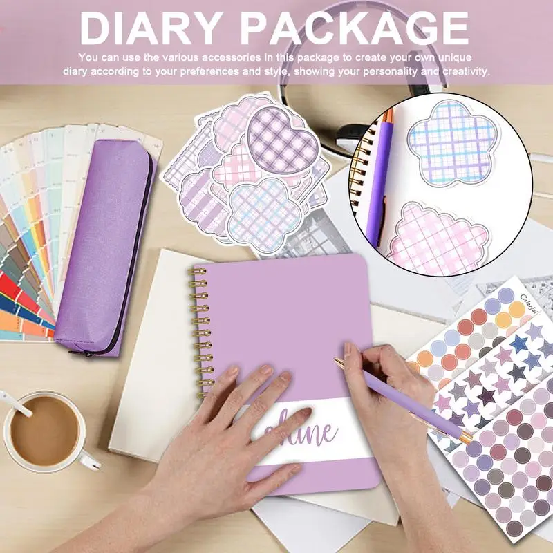 Elegante e requintado Journaling Papelaria Set, Kit Scrapbook, adolescentes Diário Suprimentos, Kit Diário DIY