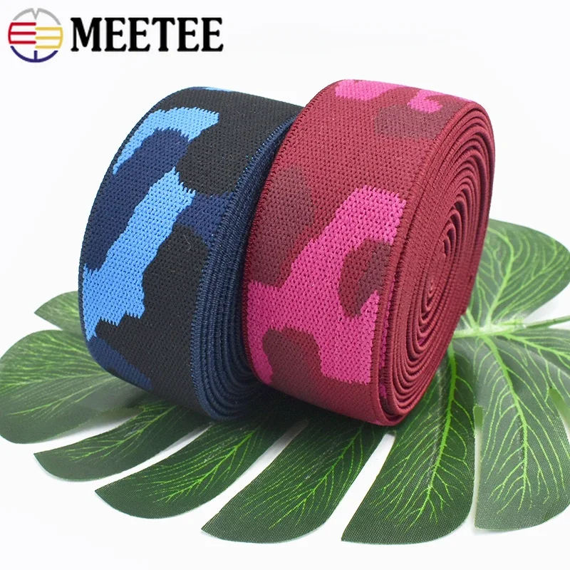 Meetee 1/2/3/5Meter 38mm Naaien Elastische Band Broek Elastiekjes Kleding Elastieken tape Camouflage Elasticiteit String Accessoires