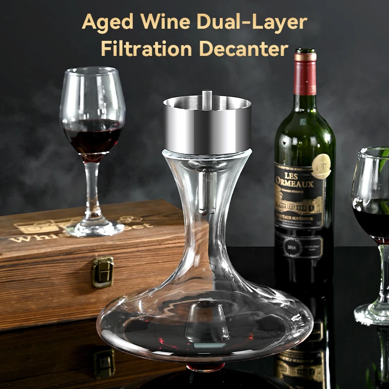 304 stainless steel funnel Double old wine filter stainless steel magic decanter dispenser aerator funnel with Sediment Strainer