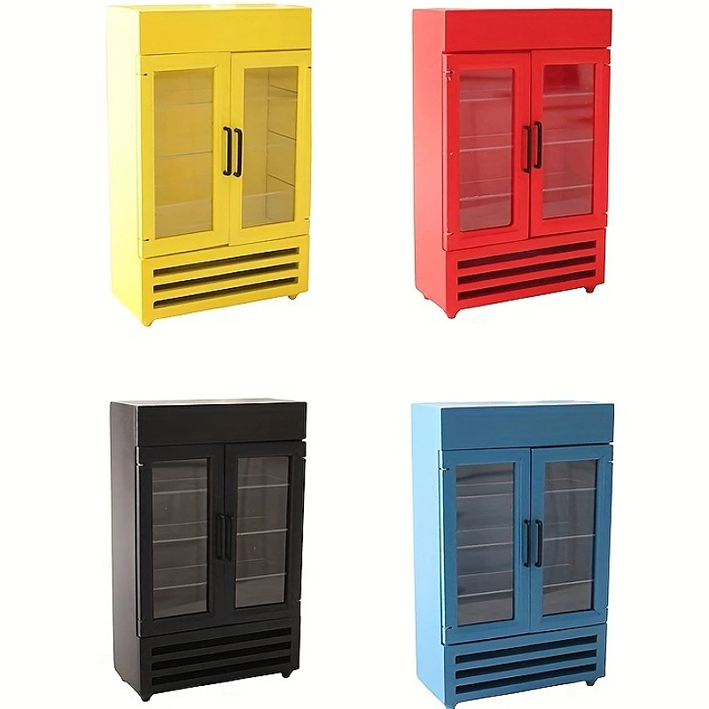

1pc Dollhouse Miniature Double Door Refrigerator Model Playhouse Living Room Kitchen Mini Imitation Refrigerator Decor Ornament