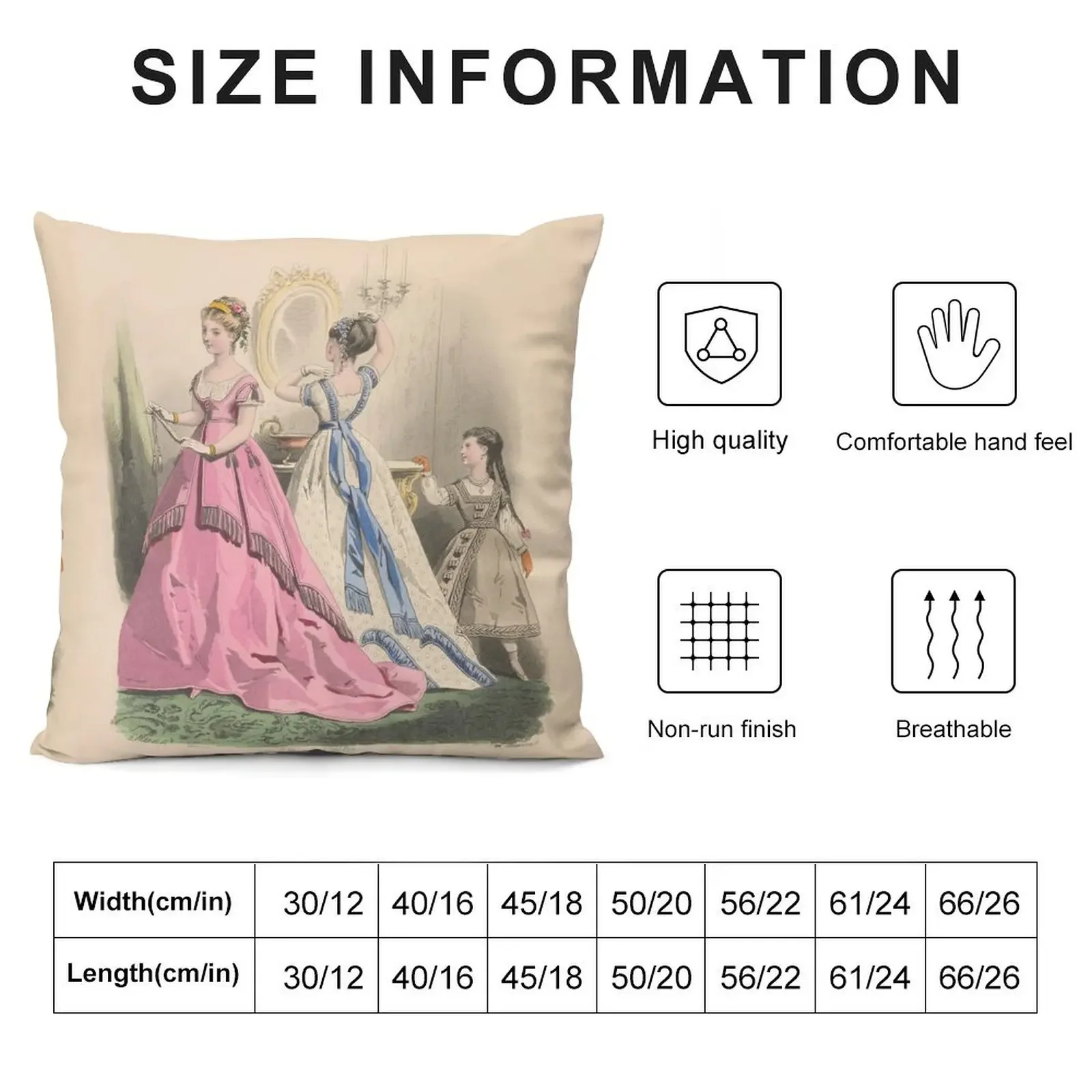 Vintage Ladies Fashion Illustration from a 1868 Paris Fashion Journal Throw Pillow Sofa Cushions Cover Sofa Pillow Cover pillow