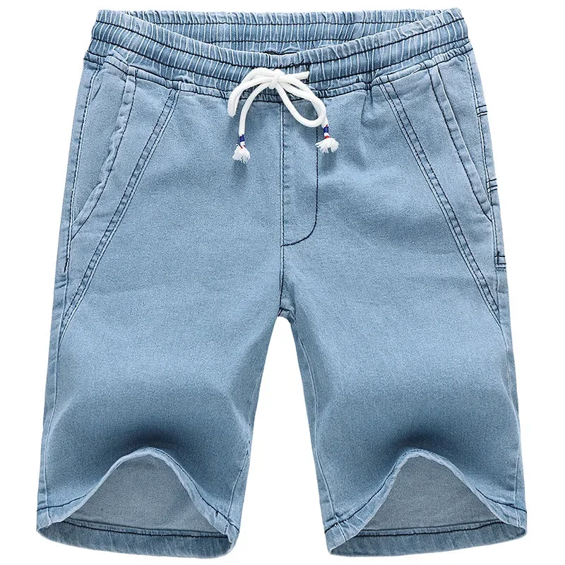 

Foreign Trade 2023 Summer Thin Casual Elastic Drawstring Men's Worn-out Straight Denim Pants