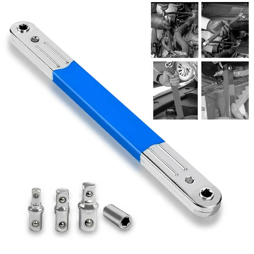 

New Steel Offset Extension wrench 360-degree Rotating Double Head Wrench Socket Adapter Universal Ratchet Repair Tools Hone