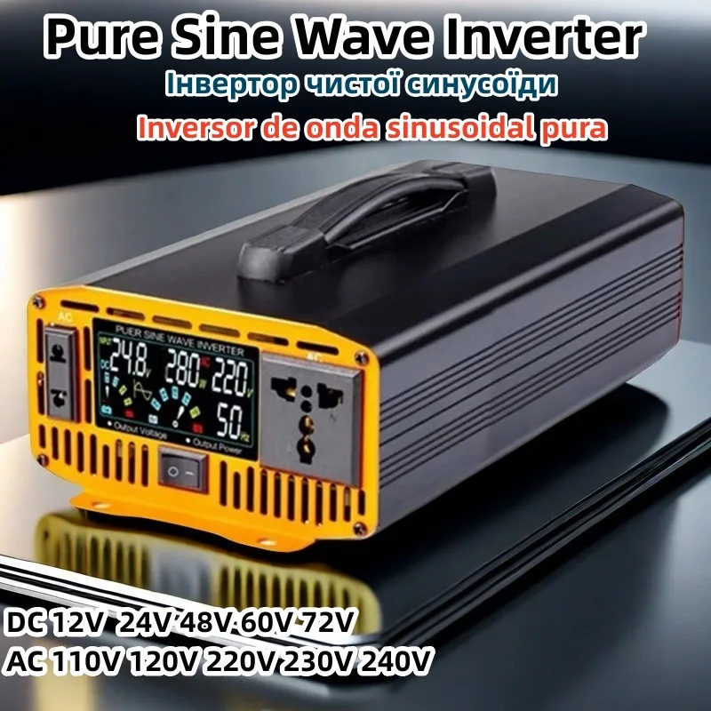 Pure Sine Wave Car Inverter 2000W 3000W Transformer Power Converter 12V 24V 48V 60V 72V to AC 110V 220V 50hz 60hz Solar Inverter